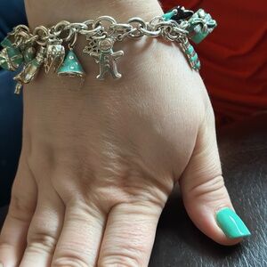 Rare Tiff & Co 17 Christmas, sterling silver, blue charm bracelet & necklace